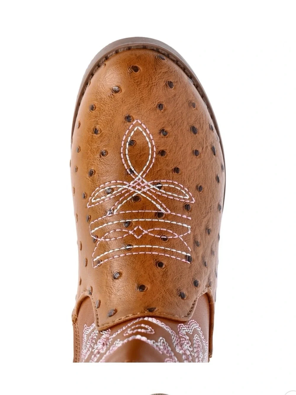 PAWZ Girls Brown Western Embroidered Pull-On Boots